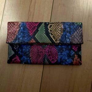 100% piton leather clutch multicoloured